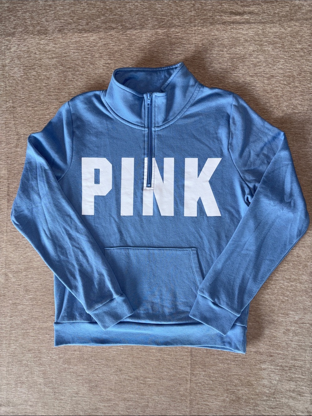 PINK Victoria's Secret Light Blue Half-Zip Sweatshirt Pullover Size M